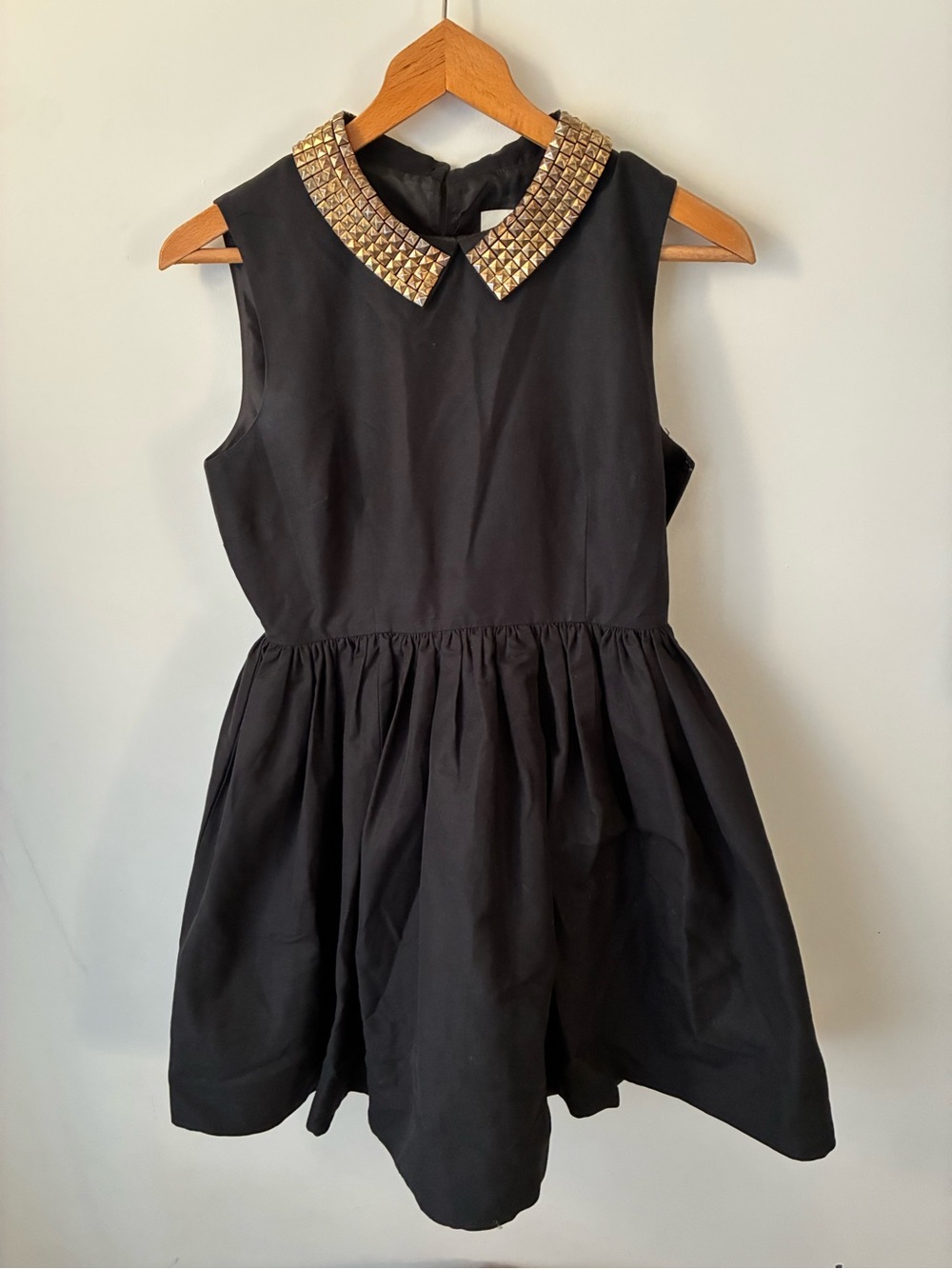 Kate Spade Dress Women’s 6 Laurence Black Silk Blend Studded Collar Fit & Flare